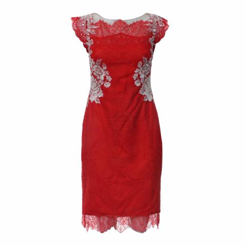 sachin and babi light blue dress Marchesa High Neck Corded Lace Cocktail Dress main image 1