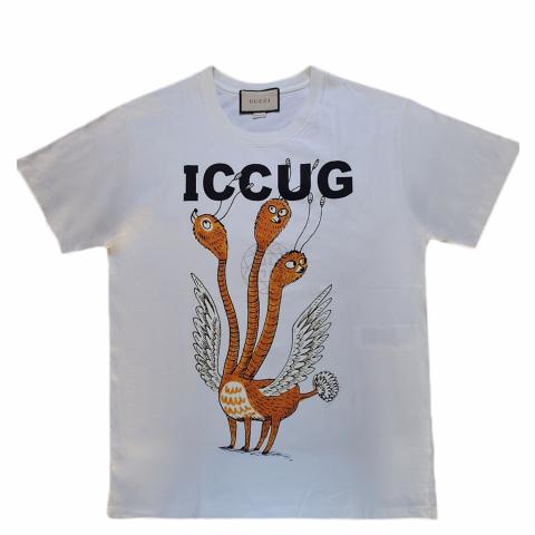 累積売上総額第１位【GUCCI★グッチ】FREYA HARTAS T-SHIRT Gucci Freya Hartas Black T-Shirt ICCUG Print, Size M