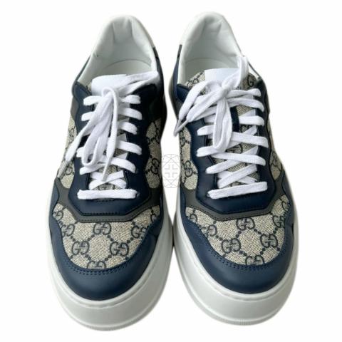 Gucci Men GG Supreme Canvas Chunky Sneakers Beige Blue Blue/Nude