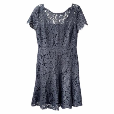 Sell Diane von Furstenberg Short Sleeve Fifi Floral Lace Dress with an A- Line Silhouette - Grey | HuntStreet.com