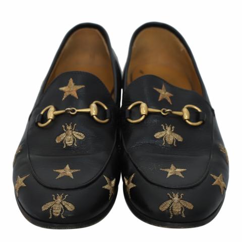 Sell Gucci Bee & Star Embroidered Horsebit Loafers - Black  display picture 3