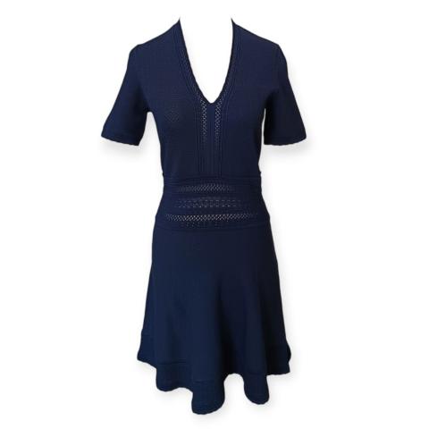 aje crescent knit midi dress Celeste Twist Knit Midi Dress-BLACK / XXS main image 1