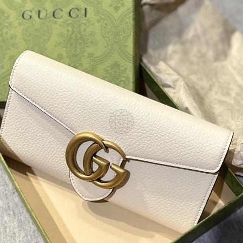 【関税&送料込】Gucci Gg Marmont Wallet Gucci GG Marmont Leather Beige Pink Long Wallet Women's
