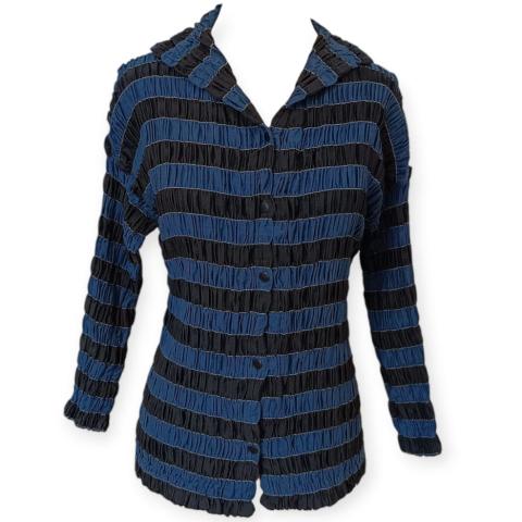 Issey Miyake 青と黒のチェックシャツ Sell Issey Miyake Two-tone Button Down Shirt - Black/Blue
