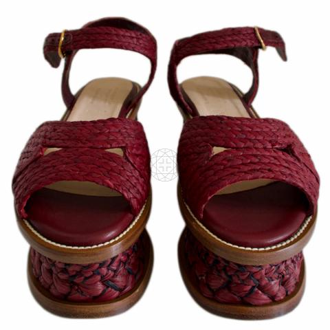 Sell Gabriela Hearst X Clergerie Raffia Platform Sandals Red
