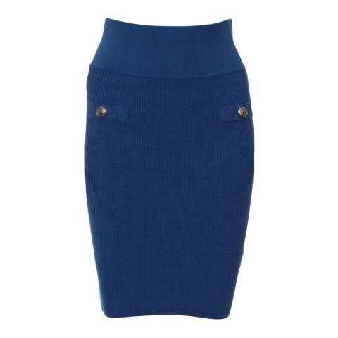スカート Balmain Knitted skirt with buttons Short PB Labyrinth knit skirt blue blue - Women | BALMAIN