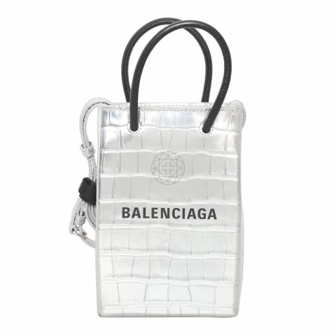 ショルダーバッグ・ポシェット BALENCIAGA Phone Holder - Balenciaga - Leather - White Balenciaga Nasa Logo Phone Holder Crossbody Bag White