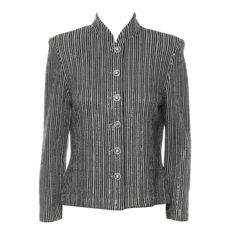 Sell St. John Evening Evening by Marie Gray Embellished Button Up Top -  Black/Silver | HuntStreet.com