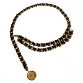 Chanel Medalion Belt Double Layer - Black/Gold