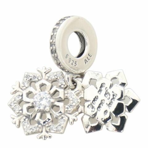 Sell Pandora Sparkling Snowflake Double Dangle Charm Silver - Main Image