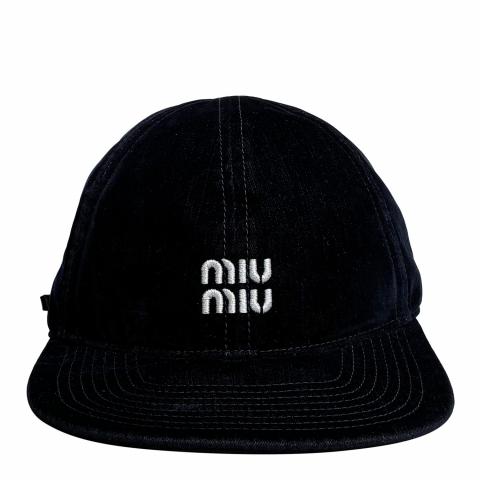 Sell Miu Miu Navy Velvet Baseball Cap - Navy Blue  display picture 1
