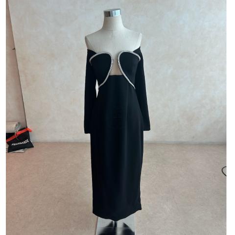 prom dresses modern A Line Black Strapless Satin Prom Dresses With Slit