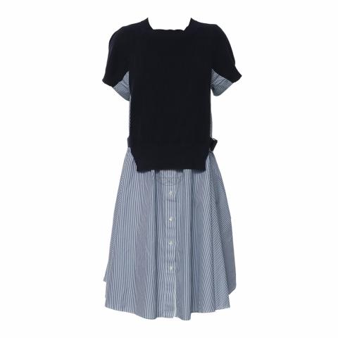 Sell Sacai Stripes Cotton Knit Dress - Blue | HuntStreet.com