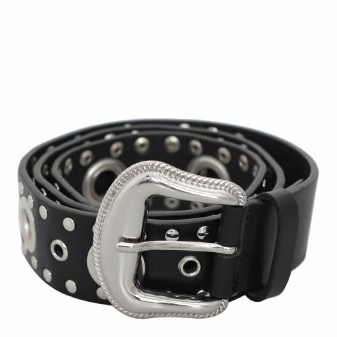 THE KOOPLES Studded Leather Belt – Black | NWT | French Size 1 MSRP $395 Thin leather belt with black studs Women | The Kooples main image 2
