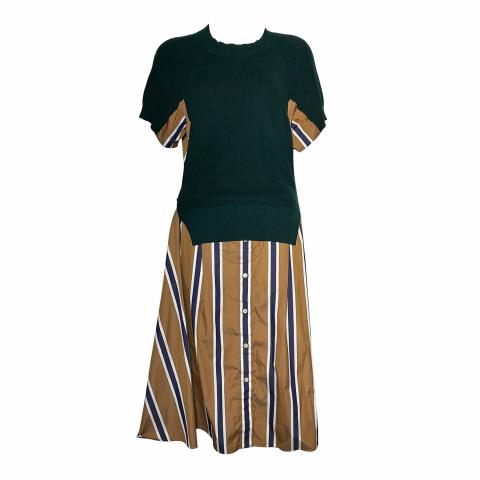 Sell Sacai Green Knitted Top and Brown Stripped Dress - Brown/Green |  HuntStreet.com