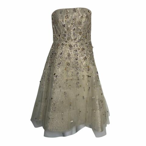 Sell Oscar de la Renta Sequin Cocktail Dress - Beige/Silver | HuntStreet.com