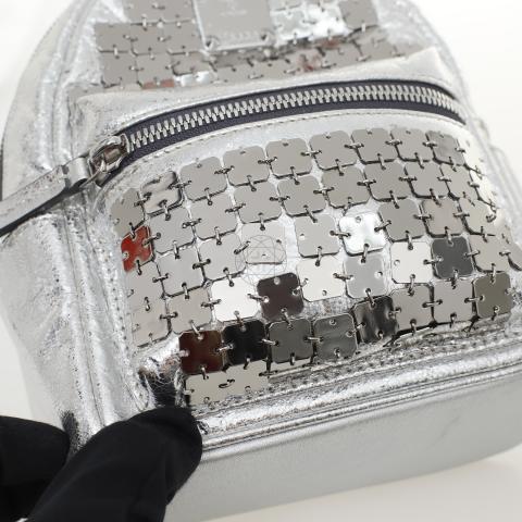 Sell MCM Mini Stark Bee Boo Embellished Metallic Backpack - Silver