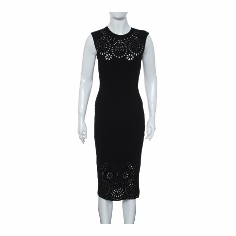 valentino laser cut dress Laser-cut hemp midi dress - ivory