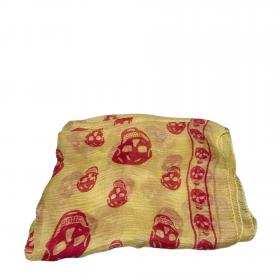 Sell Alexander McQueen Modal/Silk Skull Printed Fringe Scarf - Red