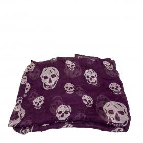 Sell Alexander McQueen Modal/Silk Skull Printed Fringe Scarf - Red