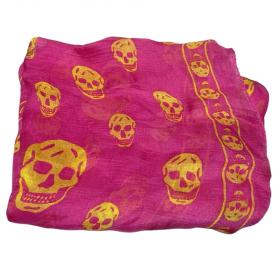 Sell Alexander McQueen Modal/Silk Skull Printed Fringe Scarf - Red